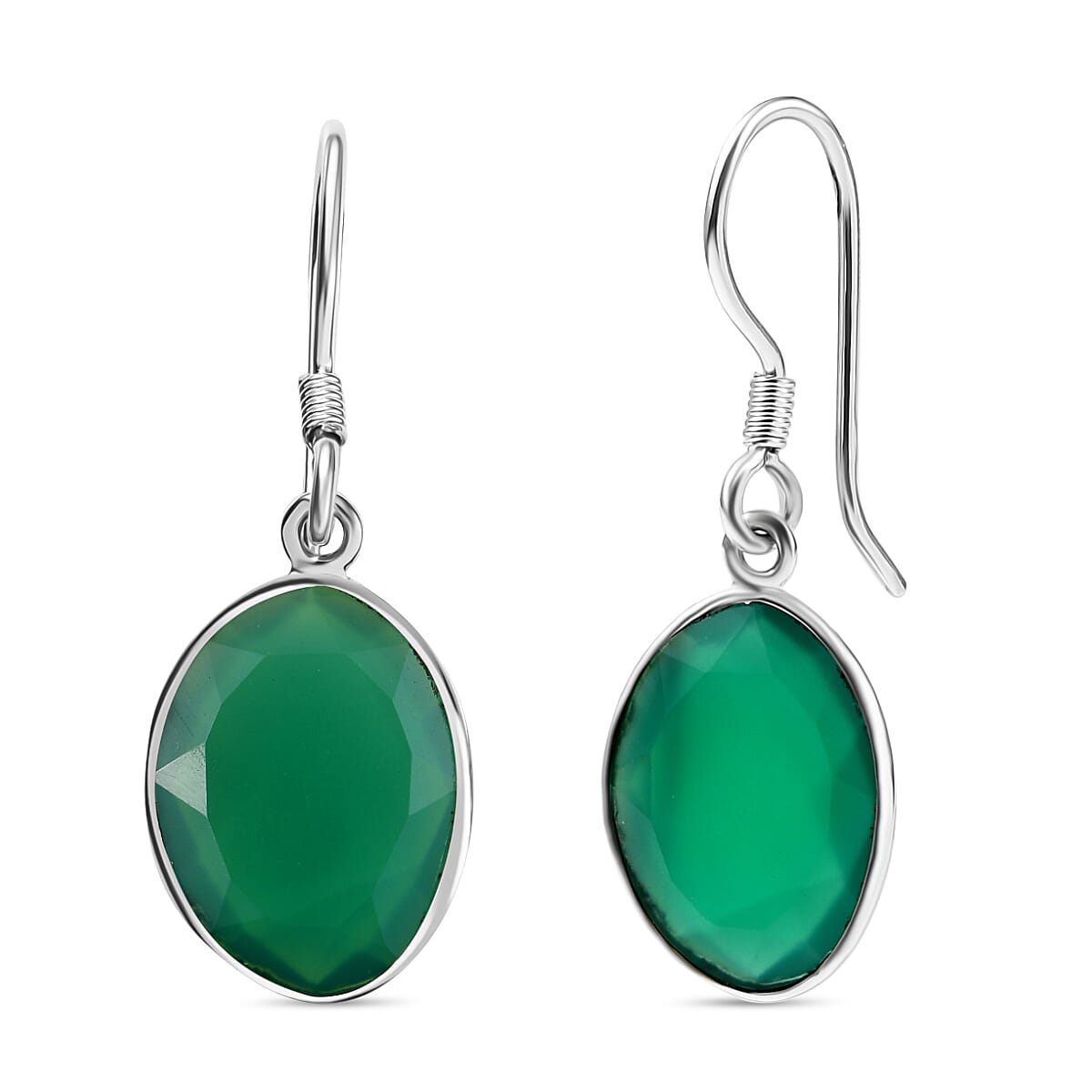 Verde Onyx J Hoop Earring in Sterling Silver 11.38 Ct.