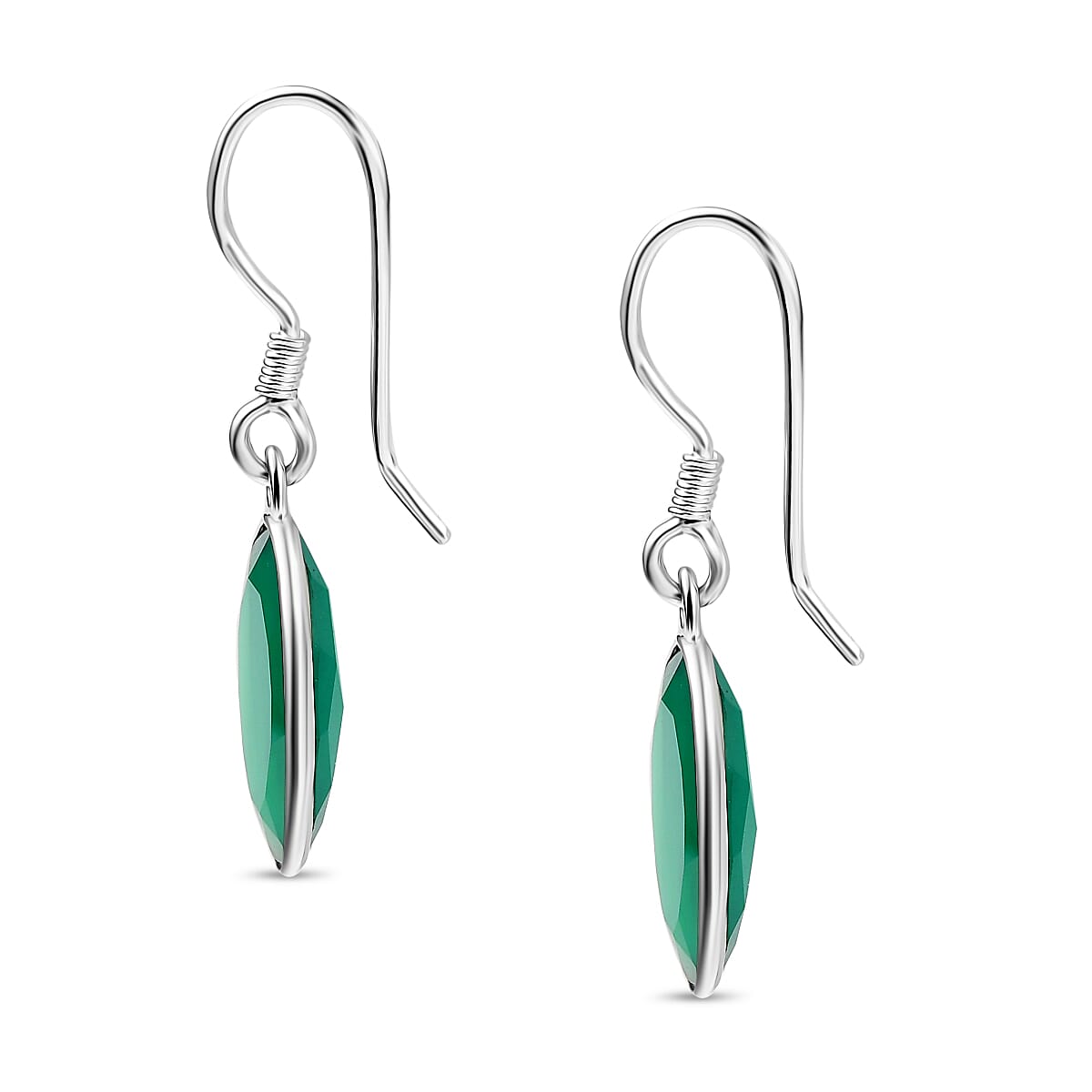 Verde Onyx J Hoop Earring in Sterling Silver 11.38 Ct.