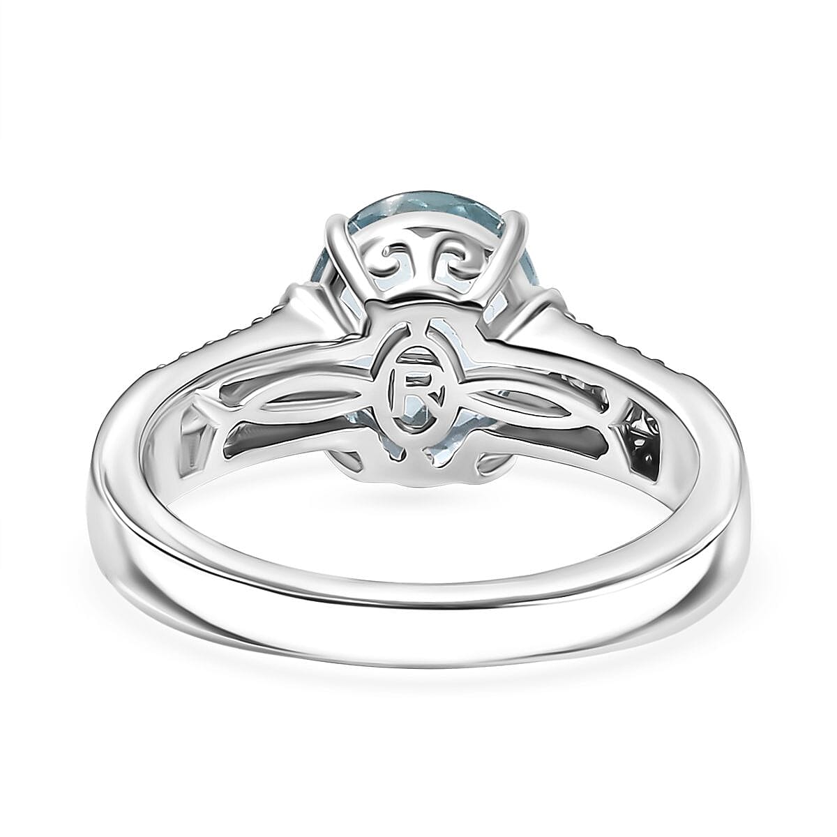 Rhapsody 950 Platinum AAAA Santamaria Aquamarine & White Diamond (VS-E-F) Solitaire Ring 2.72 Ct, Platinum Wt. 6.57 Gms.