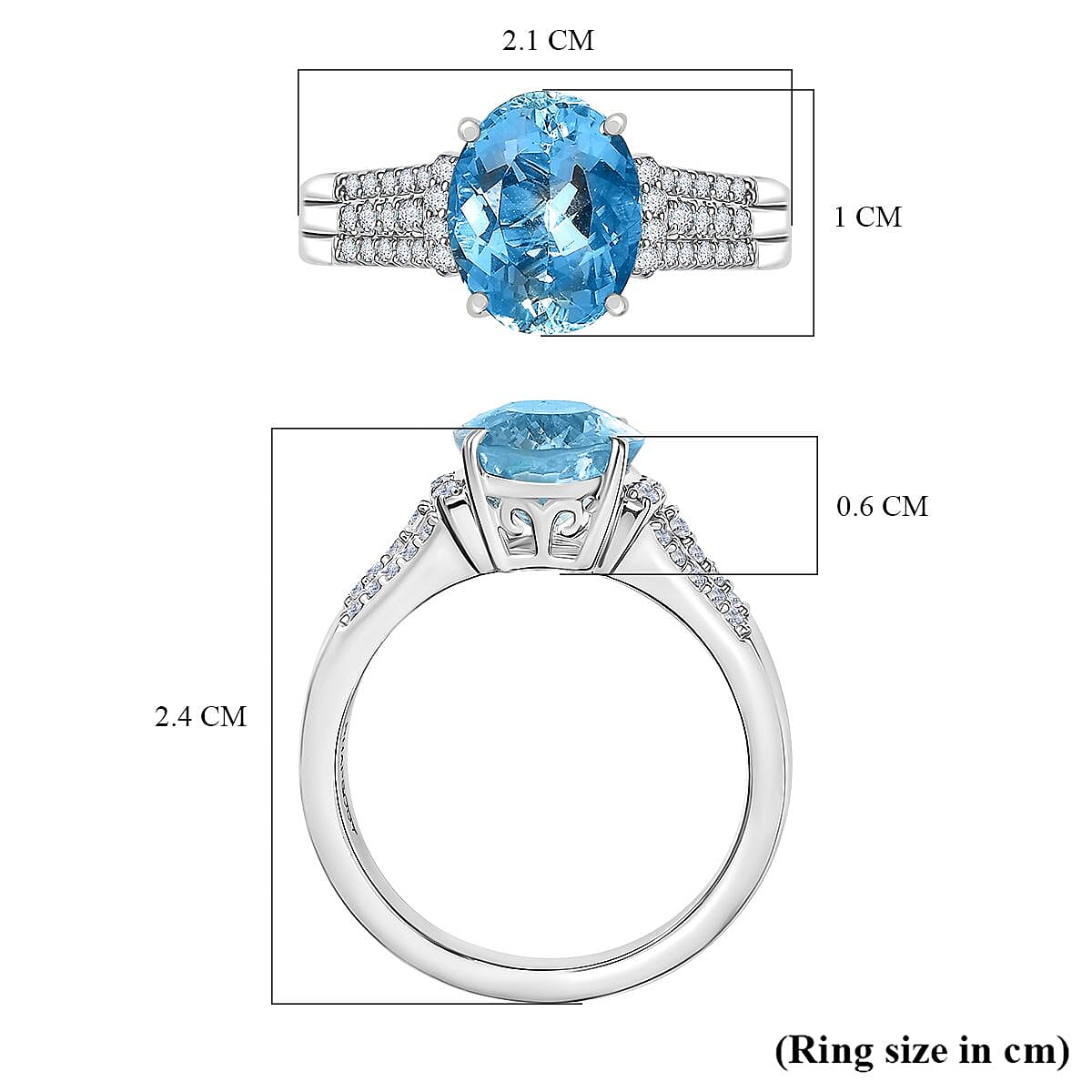 Rhapsody 950 Platinum AAAA Santamaria Aquamarine & White Diamond (VS-E-F) Solitaire Ring 2.72 Ct, Platinum Wt. 6.57 Gms.