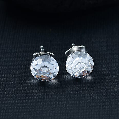 NY Closeout Deal White Swarovski Crystal Earring Sterling Silver 8.67 Ct.