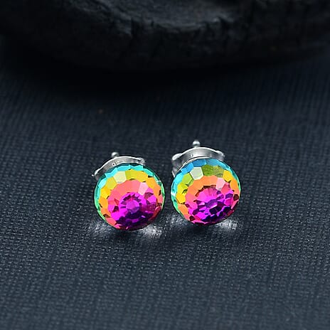 NY Closeout Deal Vitrail Swarovski Crystal Earring Sterling Silver 6.45 Ct.