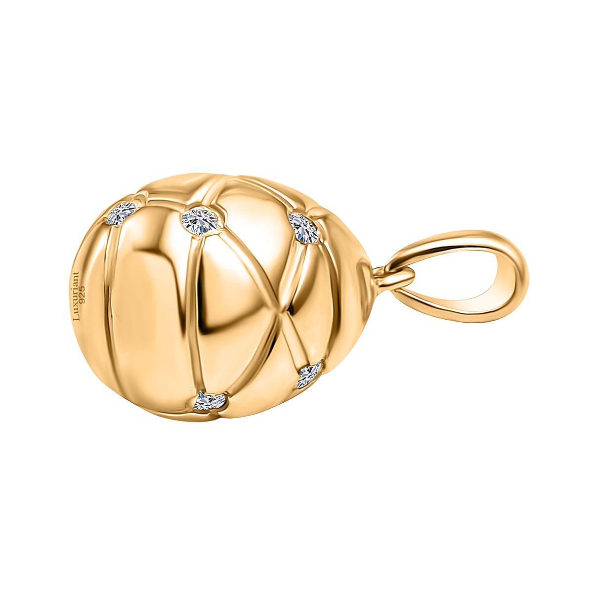 Designer Inpisred - Luxuriant Diamond Lab Grown Diamond (SI-G-H) Pendant in 18K Vermeil Yellow Gold Plated Sterling Silver