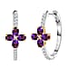 African Amethyst & White Zircon Hoop Earring in 18K Vermeil Yellow Gold Plated & Rhodium Overlay Sterling Silver 1.77 Ct.