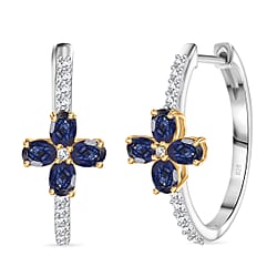 Ethiopian Opal, White Zircon Floral Hoop Earring in Sterling Silver 1.27 Ct.