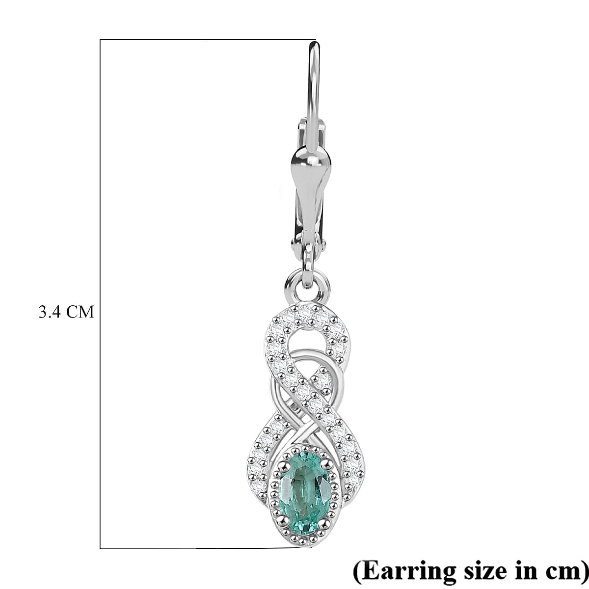 AAA Gemfields Emerald & White Zircon Earring with Lever Back in Rhodium Overlay Sterling Silver
