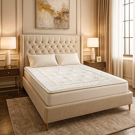 Hush Haven Patterned Comforter and Duvet - White & White