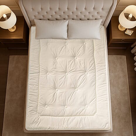 Hush Haven Patterned Comforter and Duvet - White & White