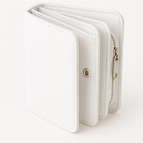 Leatherette Long Purse Card Holder with Gift Box Wallet -  White