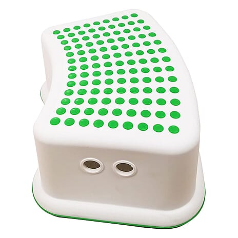 Compact White Bathroom Step Stool with Grip Surface
