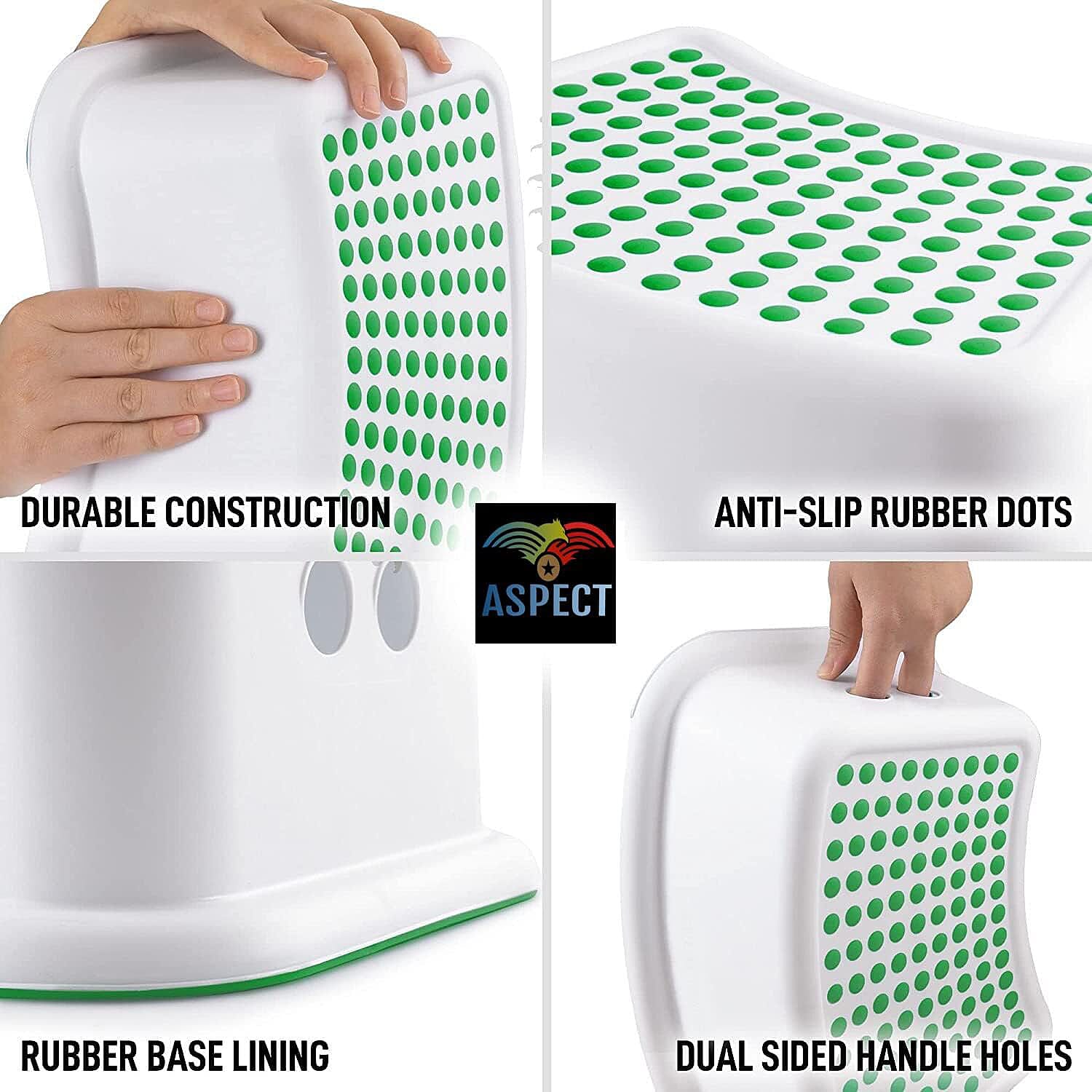 Compact White Bathroom Step Stool with Grip Surface