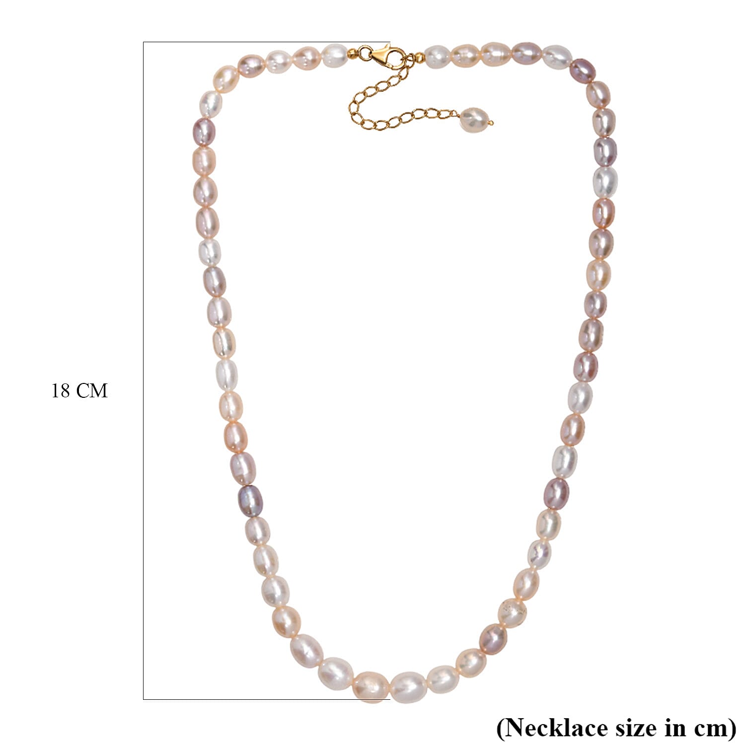 Tucson Find- AAA Multi Color Fresh Water Pearl Necklace (Size - 20-2 Ext) in 18K Vermeil Yellow Gold overlay Sterling Silver 155.00 Ct.