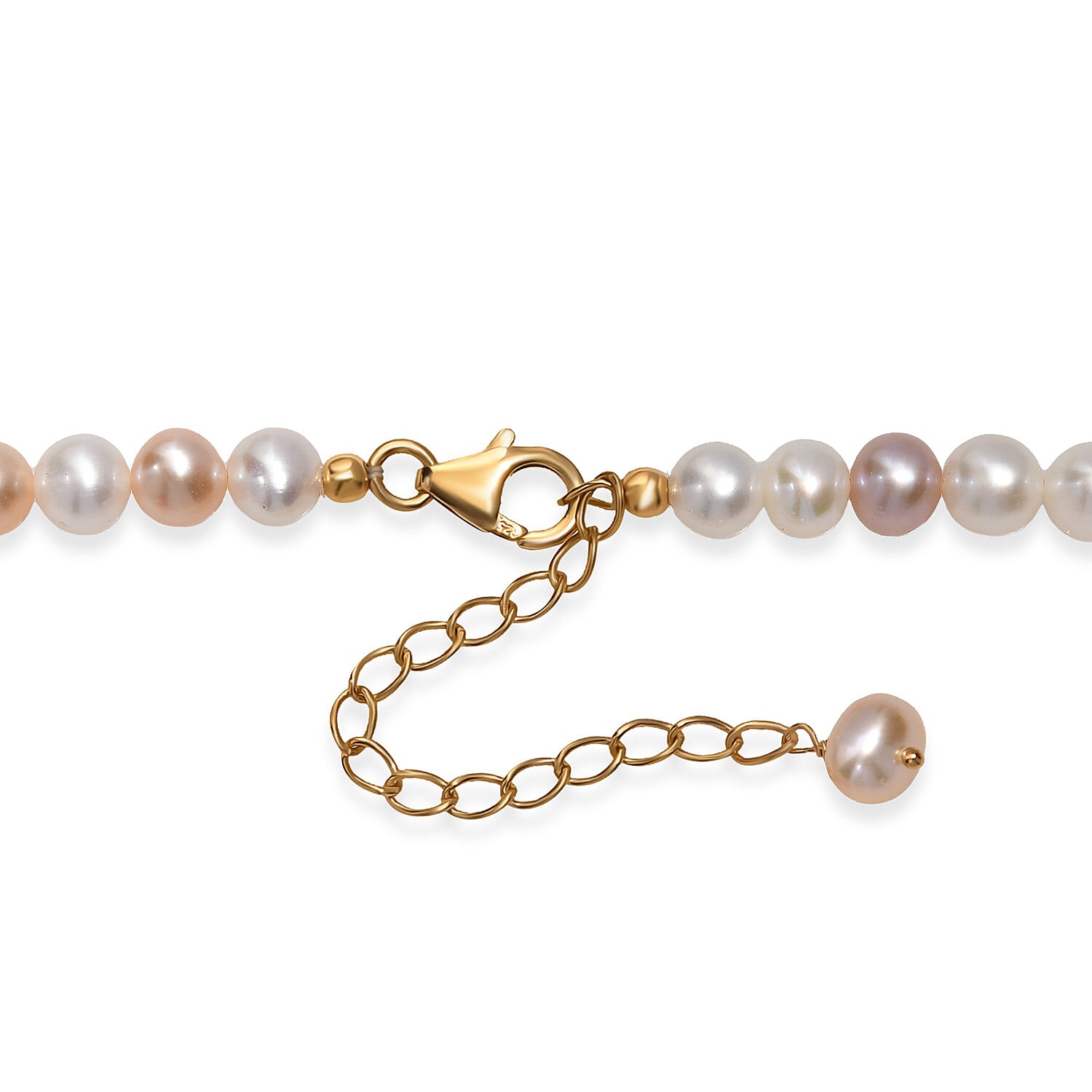 Tucson Close Out Deal- AAA Multi Colour Fresh Water Pearl Necklace (Size - 20-2 Ext) in 18K Vermeil Yellow Gold Plated Sterling Silver 180.00 Ct.