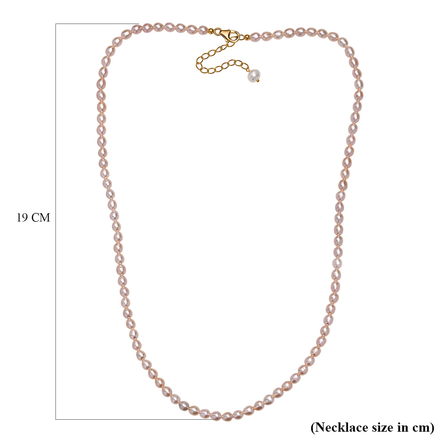 Pink Fresh Water Pearl Necklace (Size - 20-2 Ext) in 18K Vermeil Yellow Gold Plated Sterling Silver Pink Fresh Water Pearl Necklace (Size - 20-2 Ext) in 18K Vermeil Yellow Gold Plated Sterling Silver