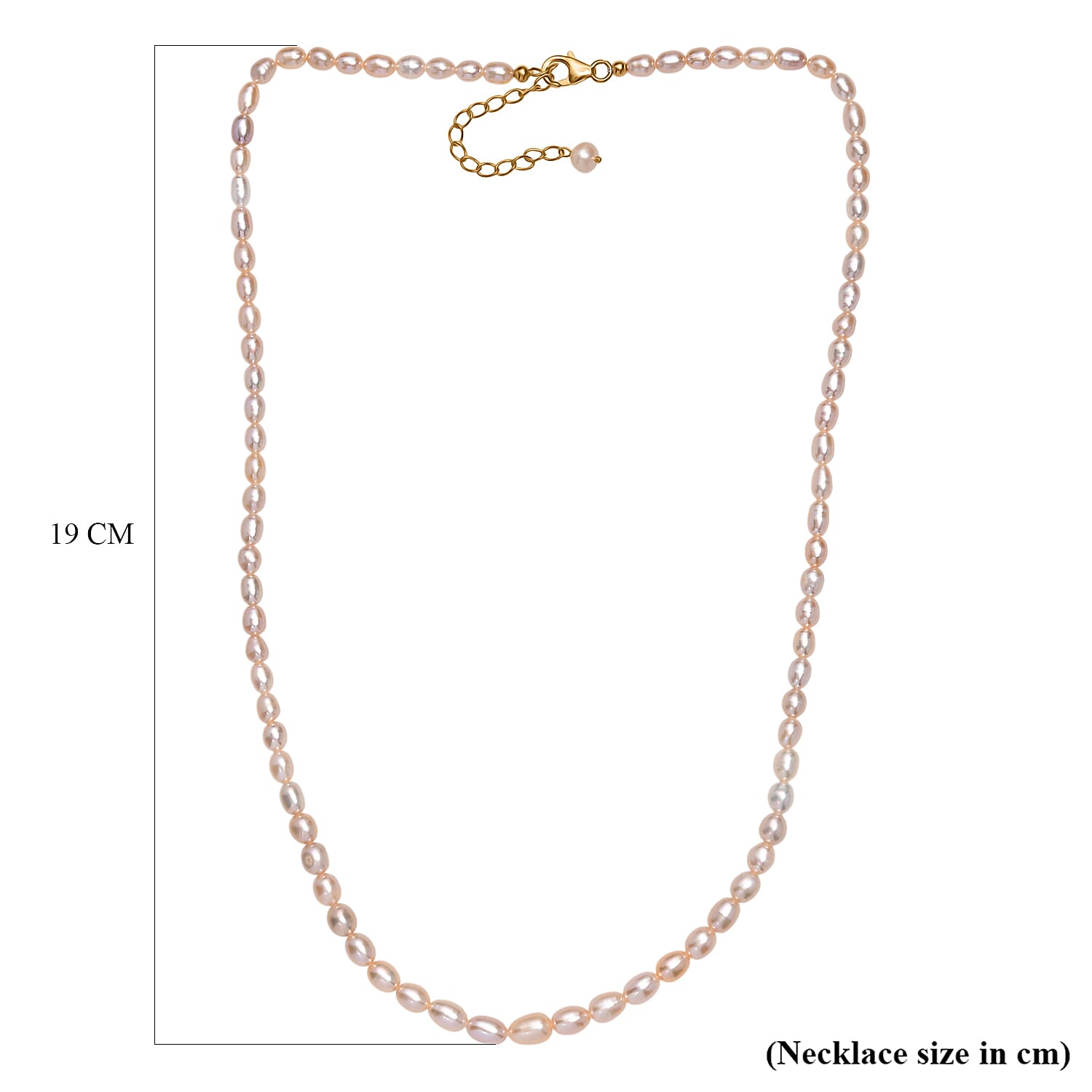 Peach Fresh Water Pearl Necklace (Size - 20-2 Ext) in 18K Vermeil Yellow Gold Plated Sterling Silver 70.00 Ct. Peach Fresh Water Pearl Necklace (Size - 20-2 Ext) in 18K Vermeil Yellow Gold Plated Sterling Silver 70.00 Ct.