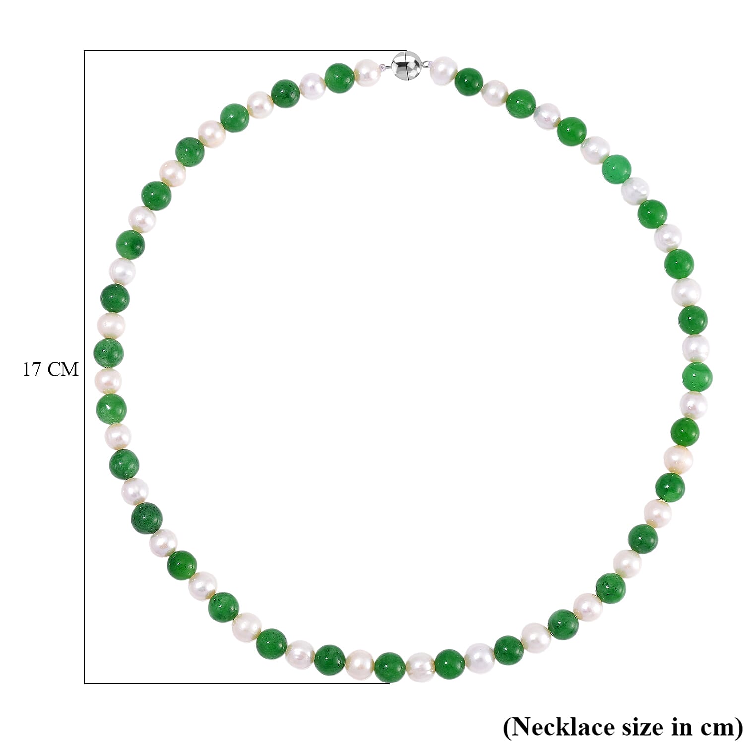 Enhanced Green Jade & Fresh Water Pearl Necklace (Size - 20) in Rhodium Overlay Sterling Silver 200.00 Ct. Enhanced Green Jade & Fresh Water Pearl Necklace (Size - 20) in Rhodium Overlay Sterling Silver 200.00 Ct.