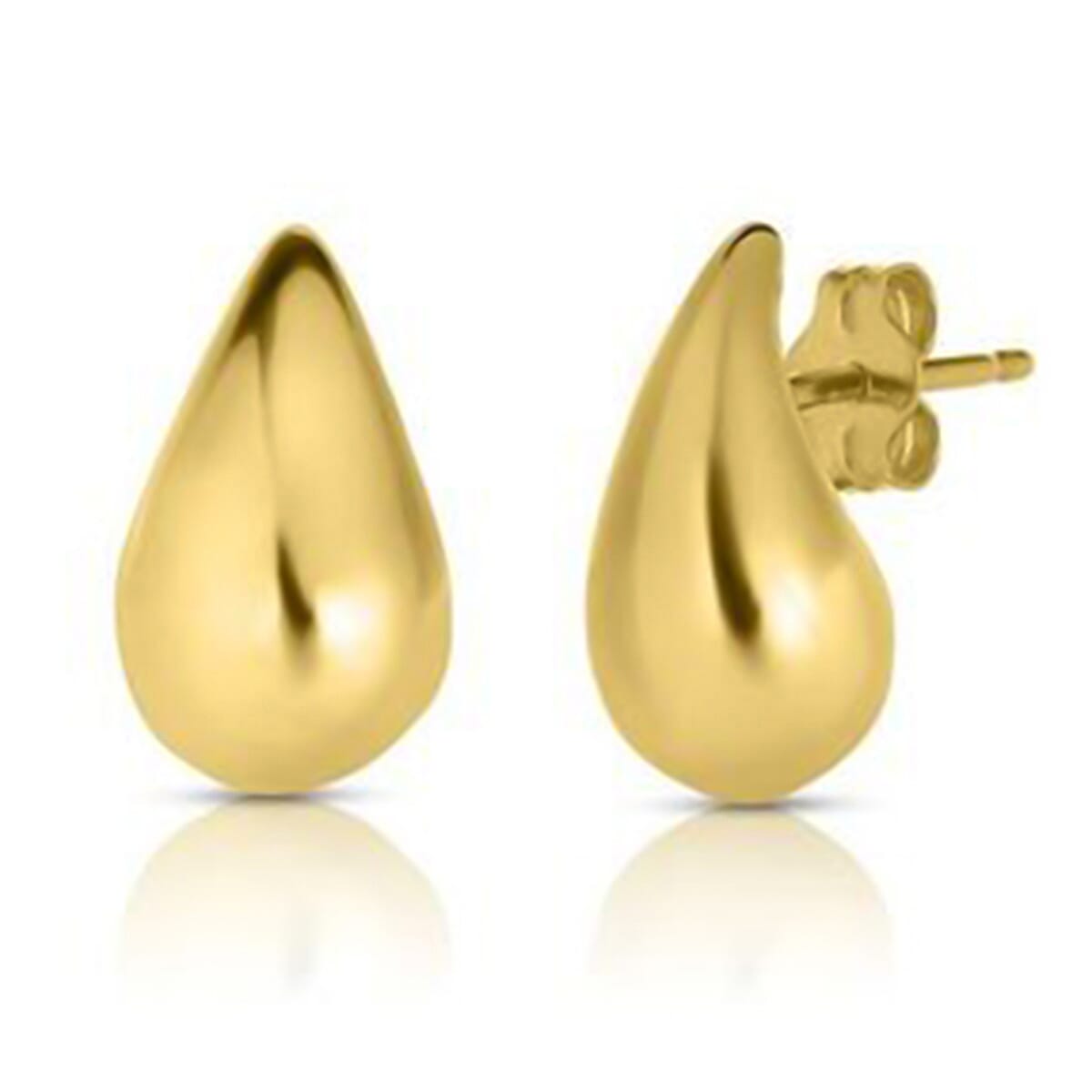 Designer Inspired- Teardrop Stud Push Back Earring in Gold Plated Sterling Silver