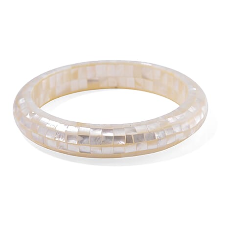 White South Sea Colour Mother Of Pearl Bangle (Size - 8.25)