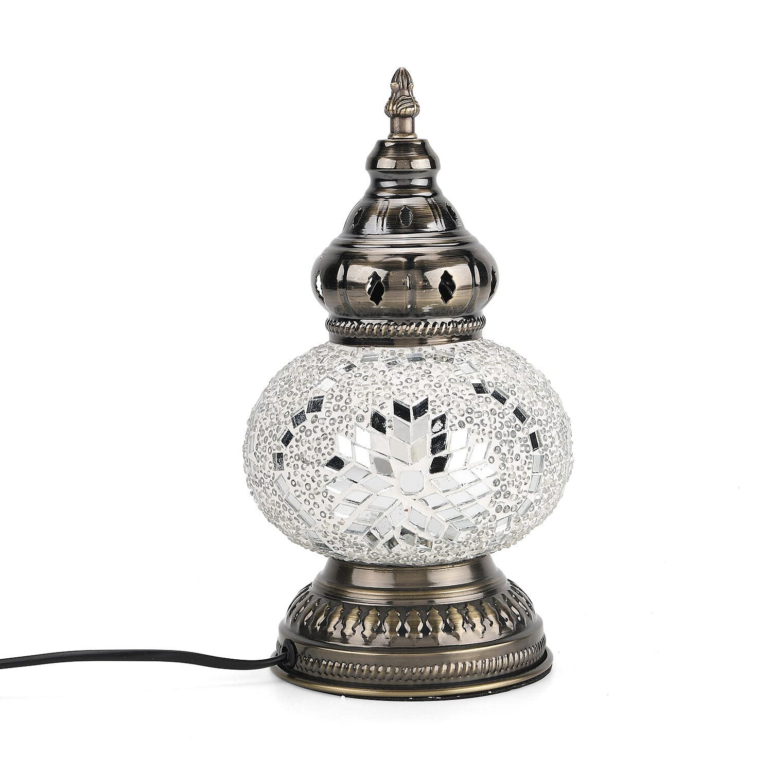 Handmade Moroccan Style Mosaic Table Lamp - White