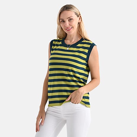 & Maisi Striped Vest (Size - Large) - Green & Green