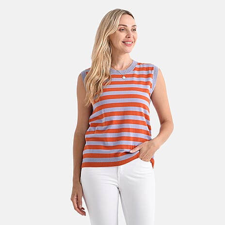 & Maisi Striped Vest (Size - Small) - Orange & Green