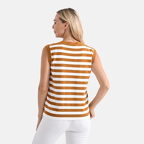 & Maisi Striped Vest (Size - XXL) - Brown & Green