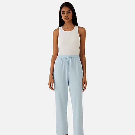 Anamor Womens 25 Inch Ankle Grazer Trousers (Size L-XL) - Pale Blue