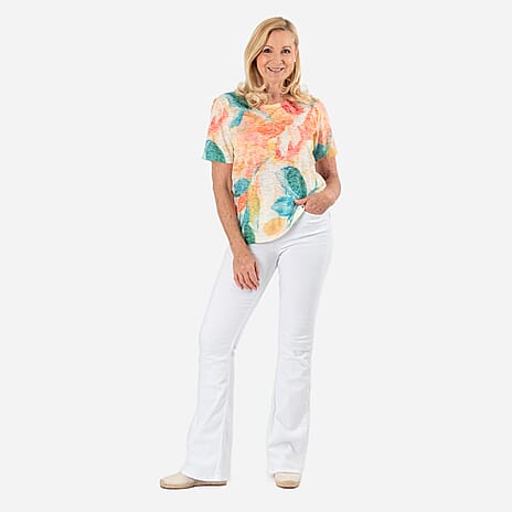 Anamor Tie-Dye Print Short Sleeve Casual T-Shirt (Size S) - Orange