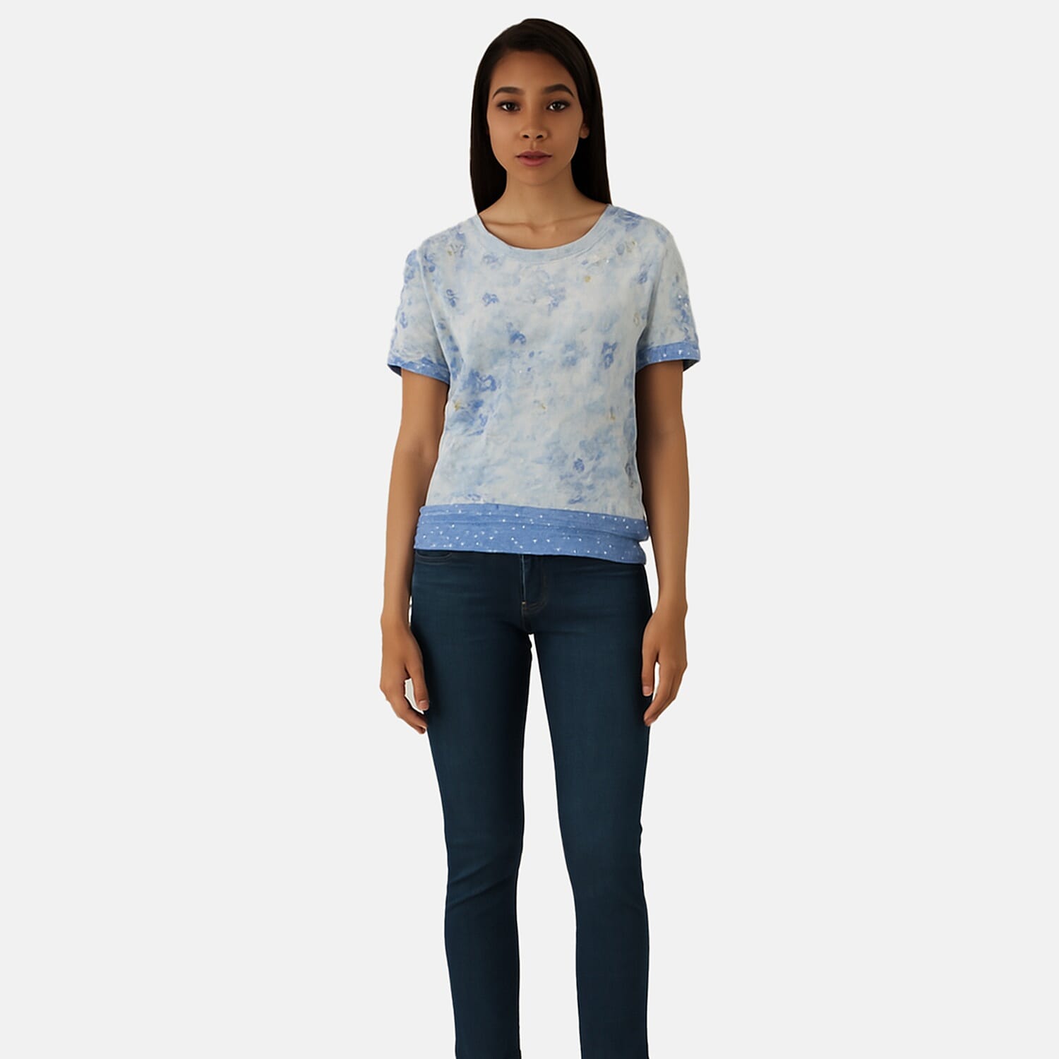 Anamor Womens Abstract Stripes Print Casual T-Shirt