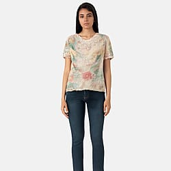 Anamor Womens Abstract Stripes Print Casual T-Shirt