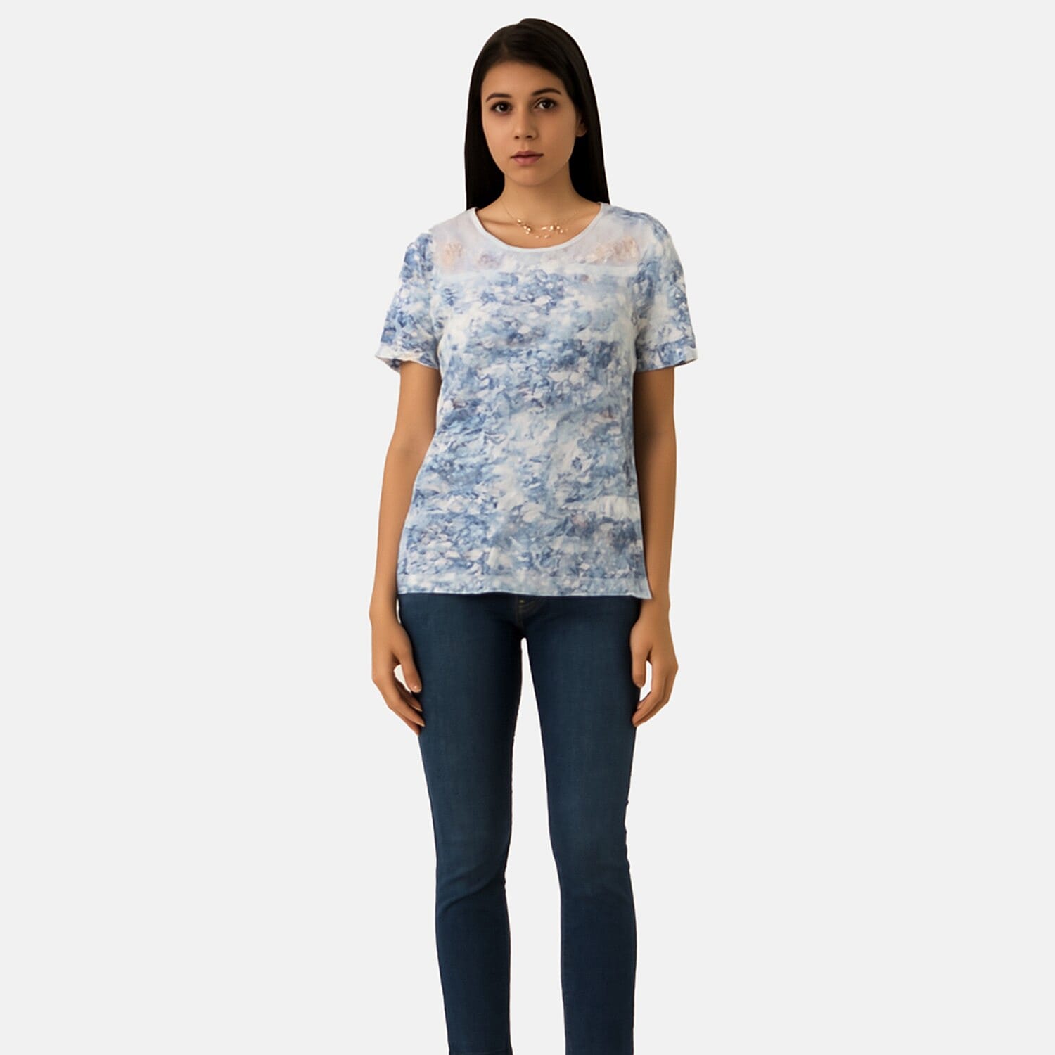 Anamor Womens Abstract Stripes Print Casual T-Shirt