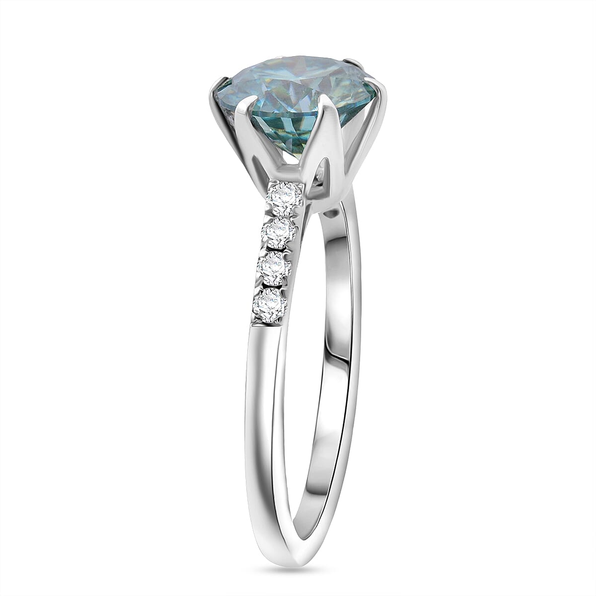 THE RIGEL STAR - Paraiba Colour Moissanite Ring in Rhodium Overlay Sterling Silver 2.00 Ct.