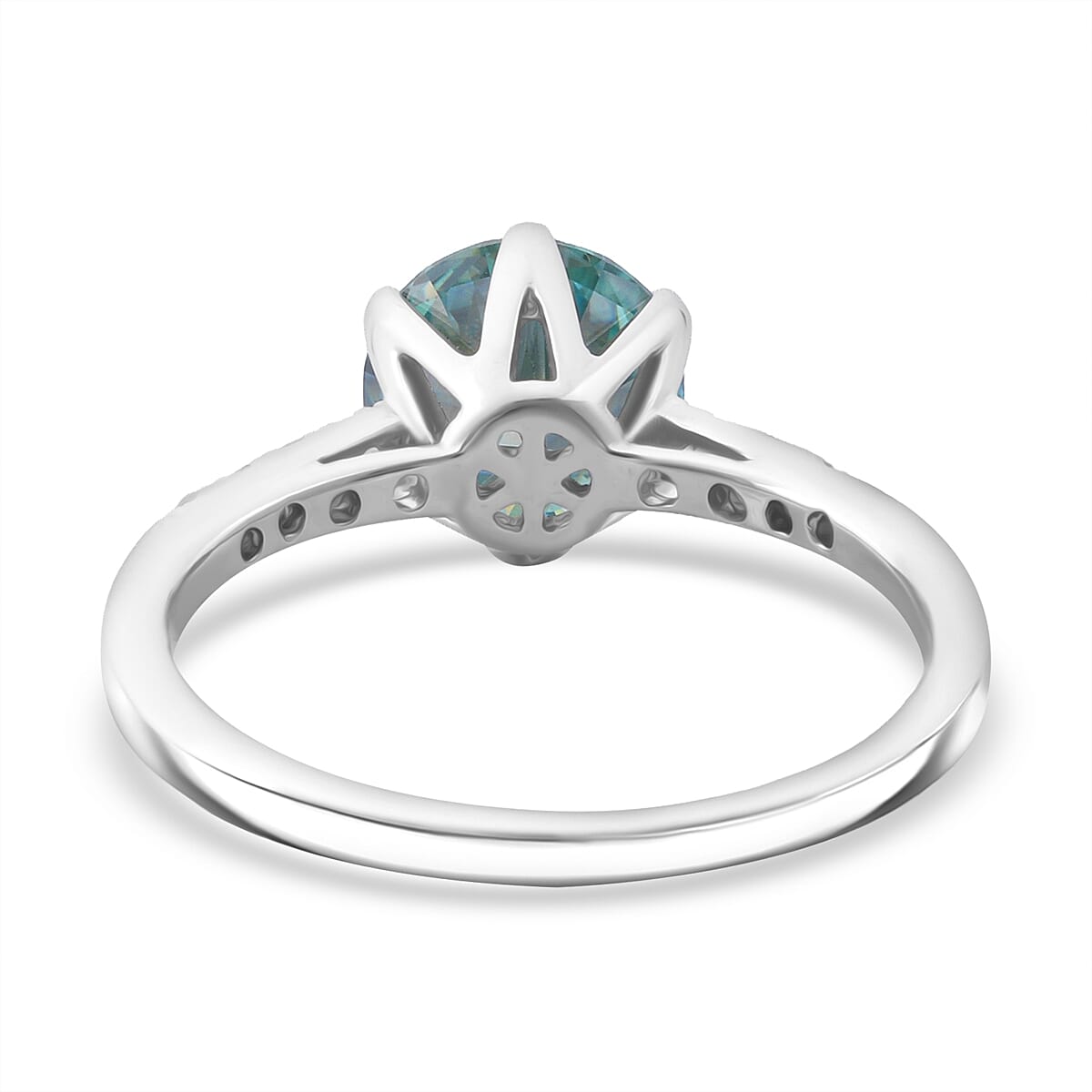 THE RIGEL STAR - Paraiba Colour Moissanite Ring in Rhodium Overlay Sterling Silver 2.00 Ct.