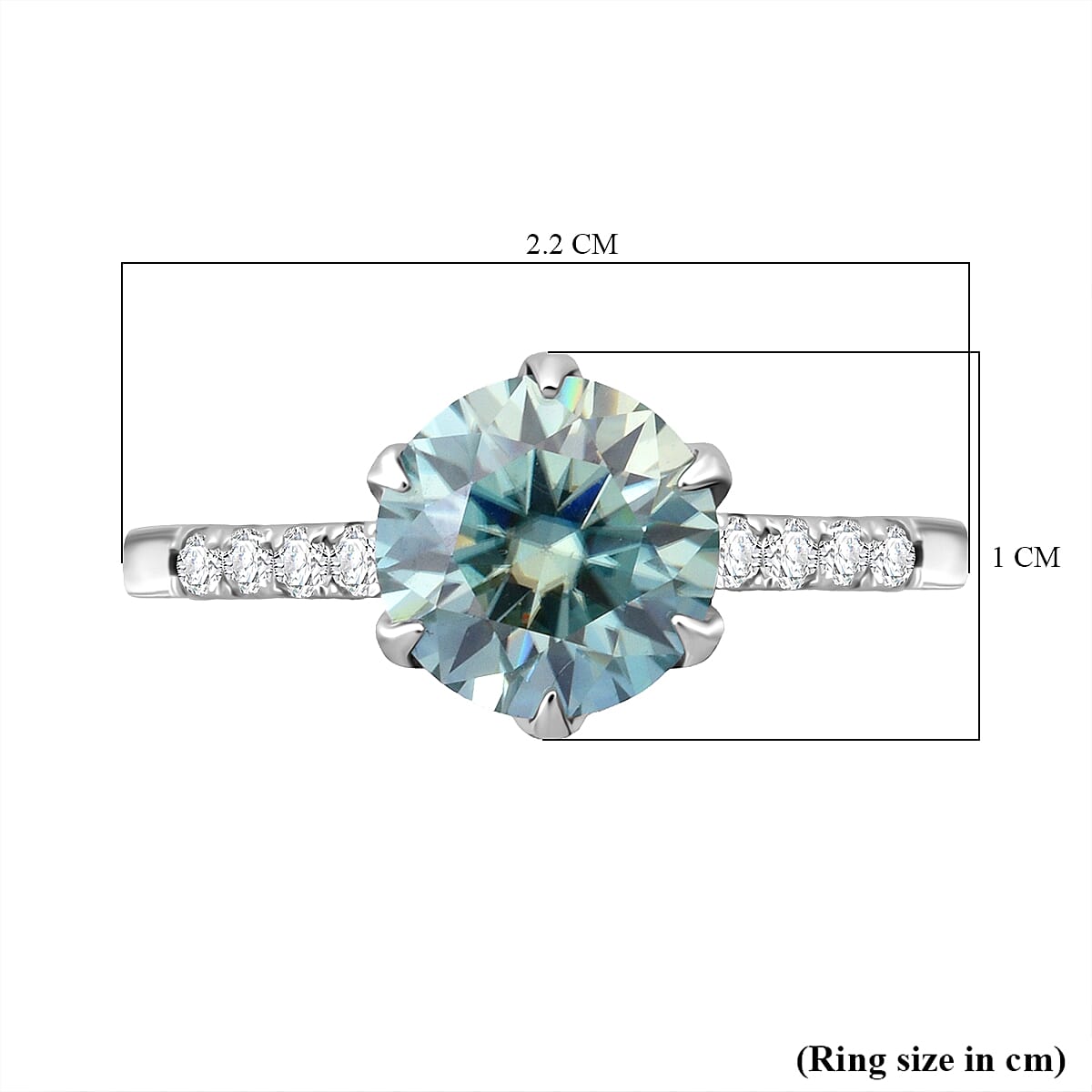 THE RIGEL STAR - Paraiba Colour Moissanite Ring in Rhodium Overlay Sterling Silver 2.00 Ct.