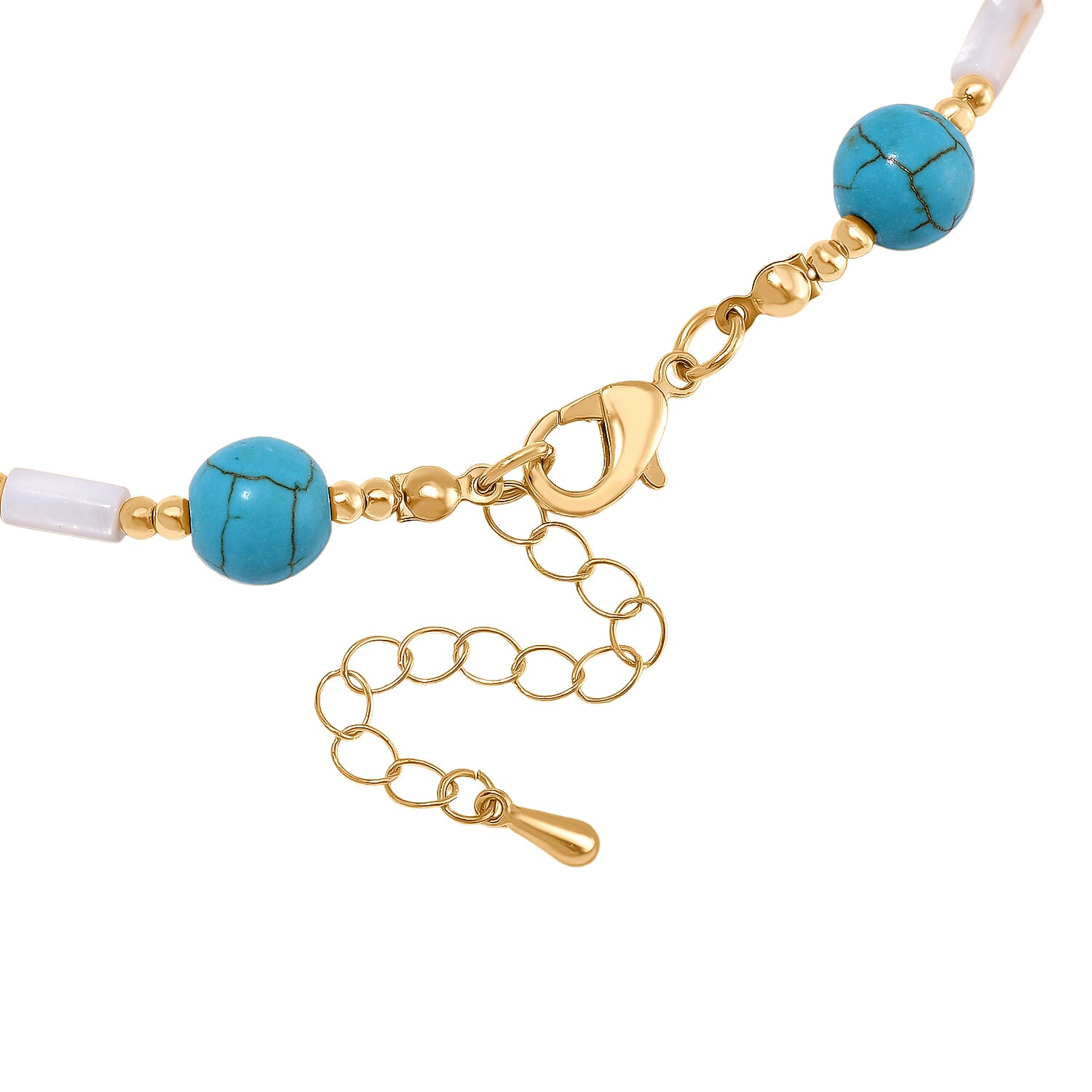 Designer Inspired - White Shell Pearl & Blue Howlite Necklace (Size 18-2 Ext) 125.00 Ct.
