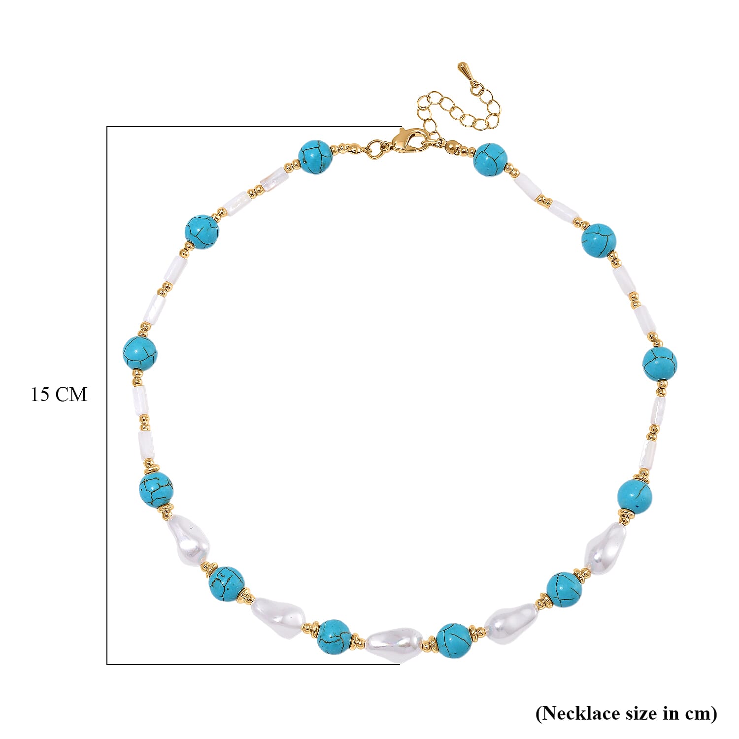 Designer Inspired - White Shell Pearl & Blue Howlite Necklace (Size 18-2 Ext) 125.00 Ct.