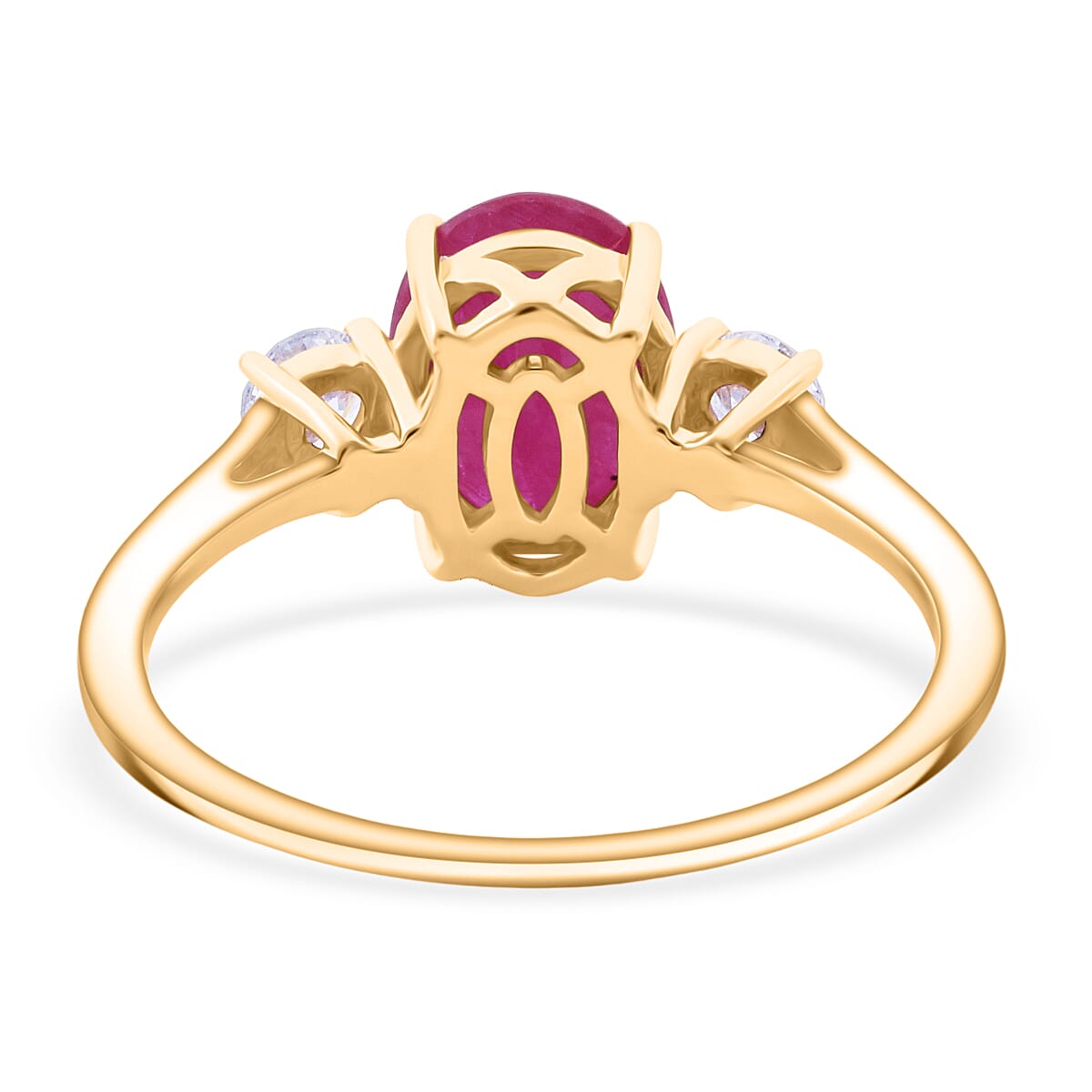 9K Yellow Gold AAA Mozambique Ruby & Lab Grown Diamond Ring 2.00 Ct. 9K Yellow Gold AAA Mozambique Ruby & Lab Grown Diamond Ring 2.00 Ct.