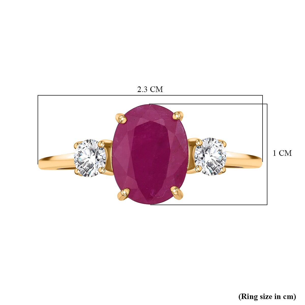 9K Yellow Gold AAA Mozambique Ruby & Lab Grown Diamond Ring 2.00 Ct. 9K Yellow Gold AAA Mozambique Ruby & Lab Grown Diamond Ring 2.00 Ct.