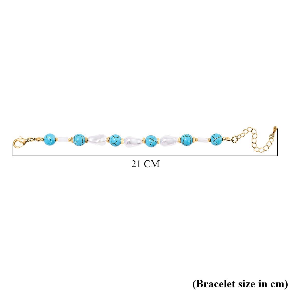 Designer Inspired - White Shell Pearl & Blue Howlite Bracelet (Size 7-2 Ext) 60.00 Ct. Designer Inspired - White Shell Pearl & Blue Howlite Bracelet (Size 7-2 Ext) 60.00 Ct.