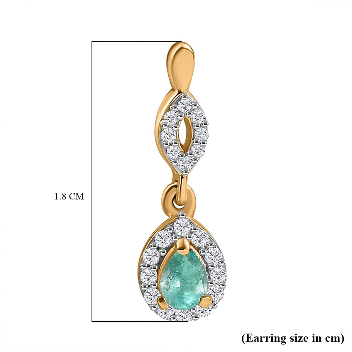 Colombian Emerald & White Zircon Dangling Push Back Earrings in 18K Vermeil Yellow Gold Plated Sterling Silver Colombian Emerald & White Zircon Dangling Push Back Earrings in 18K Vermeil Yellow Gold Plated Sterling Silver