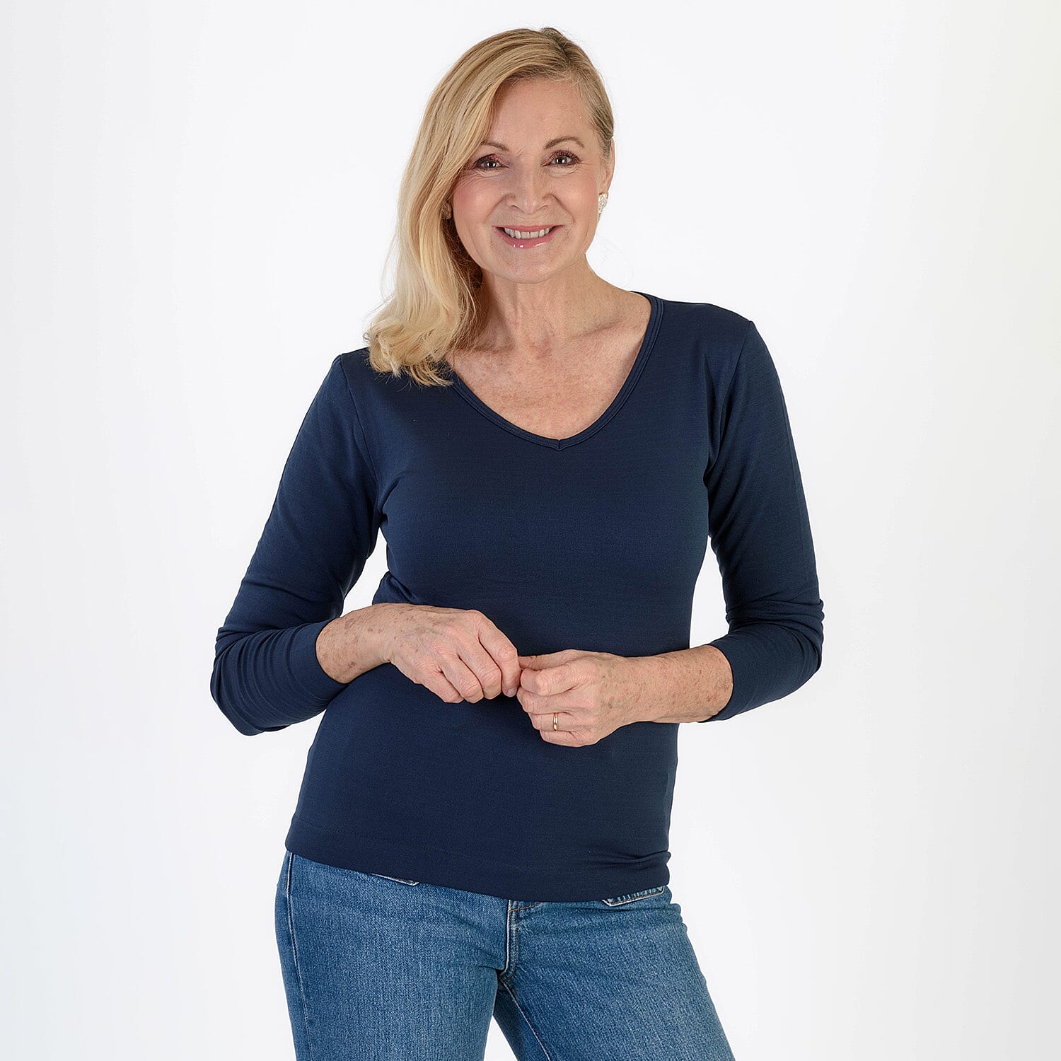 Pure & Natural V-Neck Fleece Lined Top