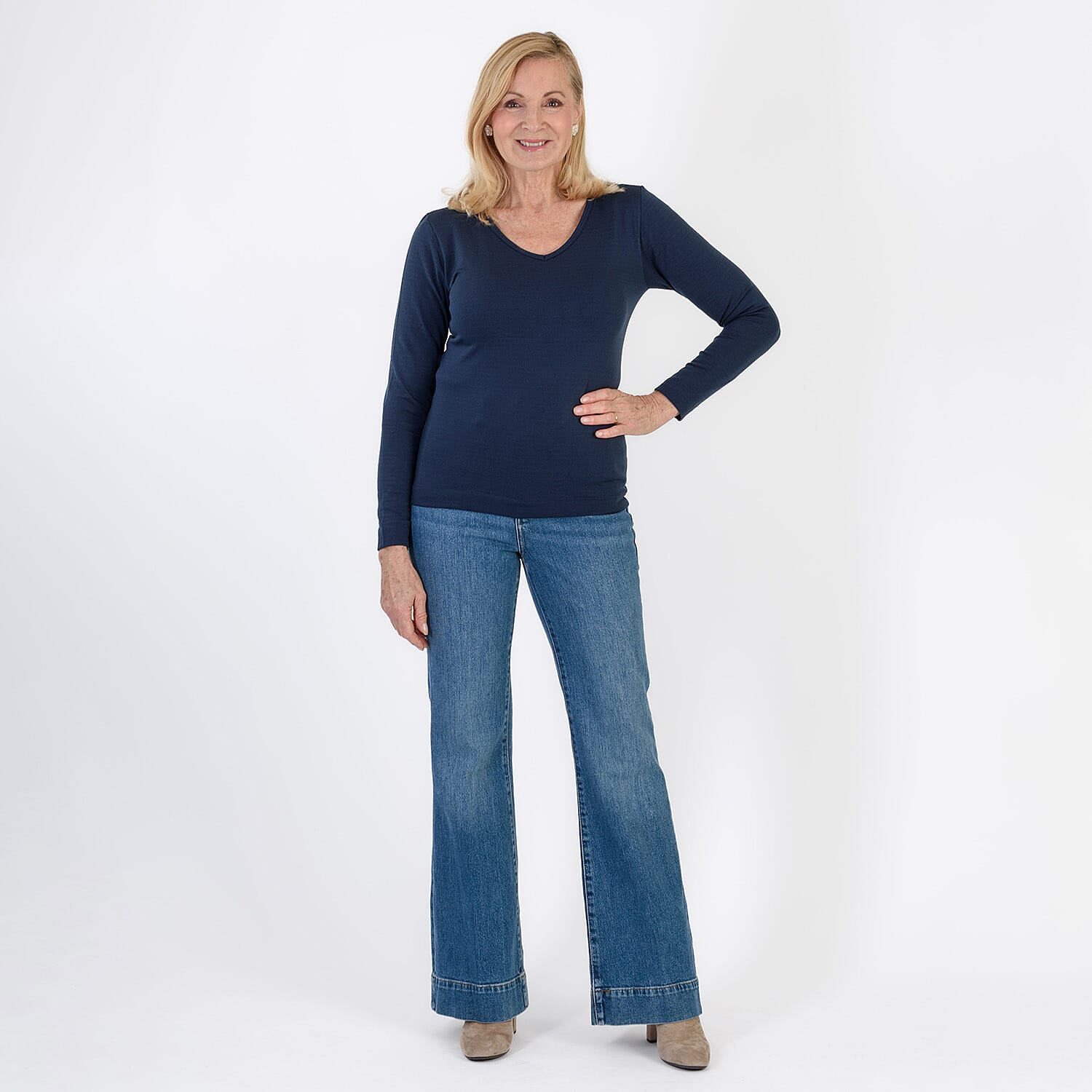 Pure & Natural V-Neck Fleece Lined Top