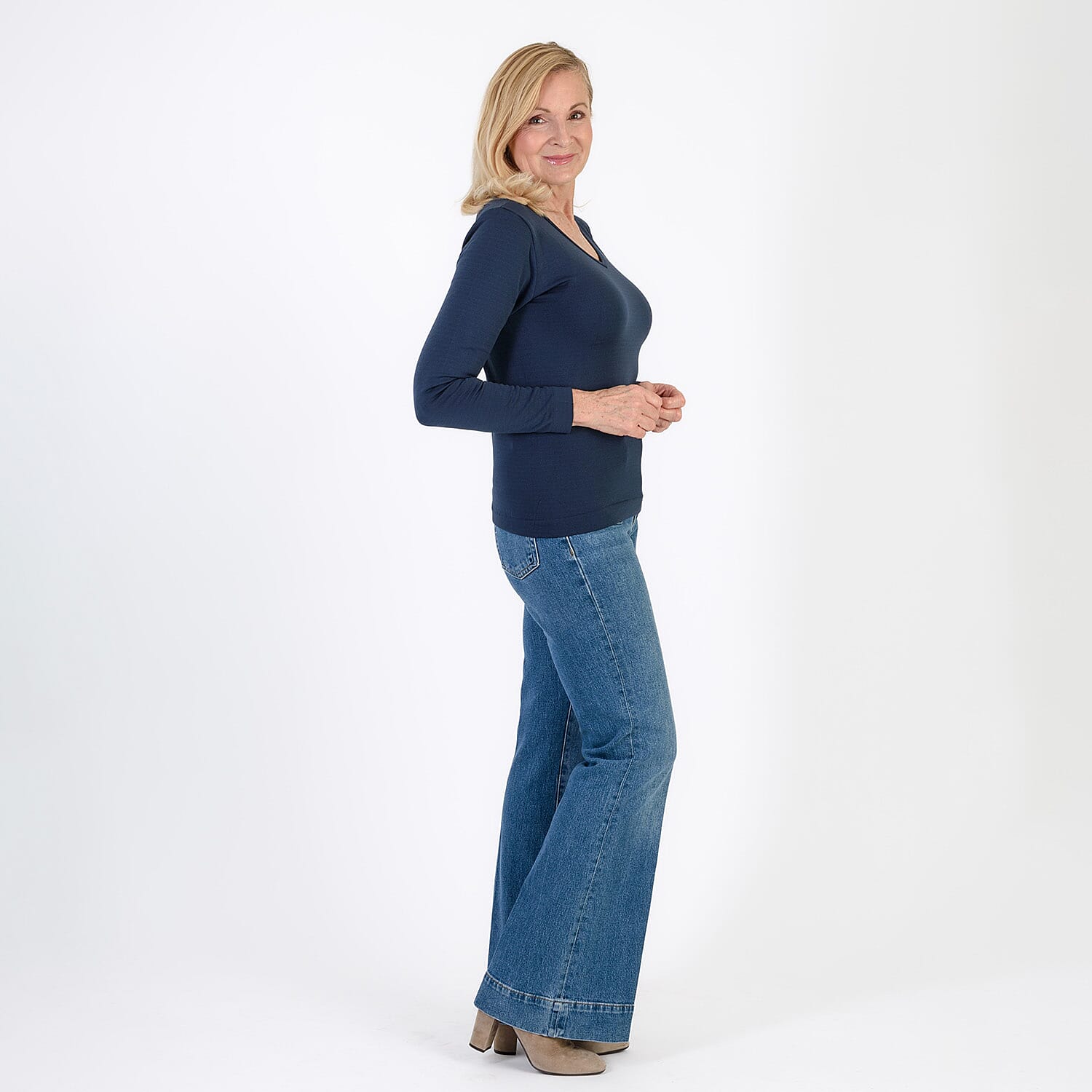 Pure & Natural V-Neck Fleece Lined Top