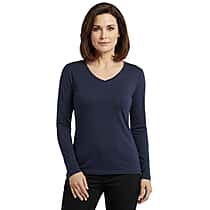 Pure & Natural V-Neck Fleece Lined Top (Size S) - Navy
