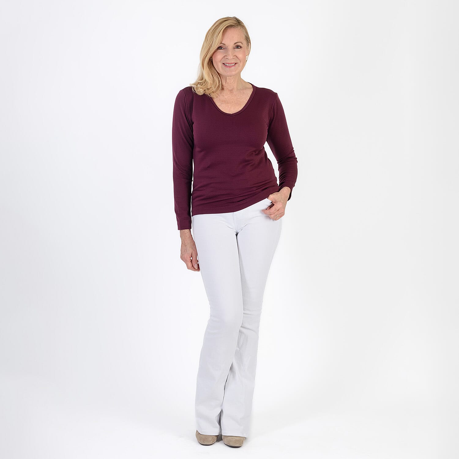 Pure & Natural V-Neck Fleece Lined Top