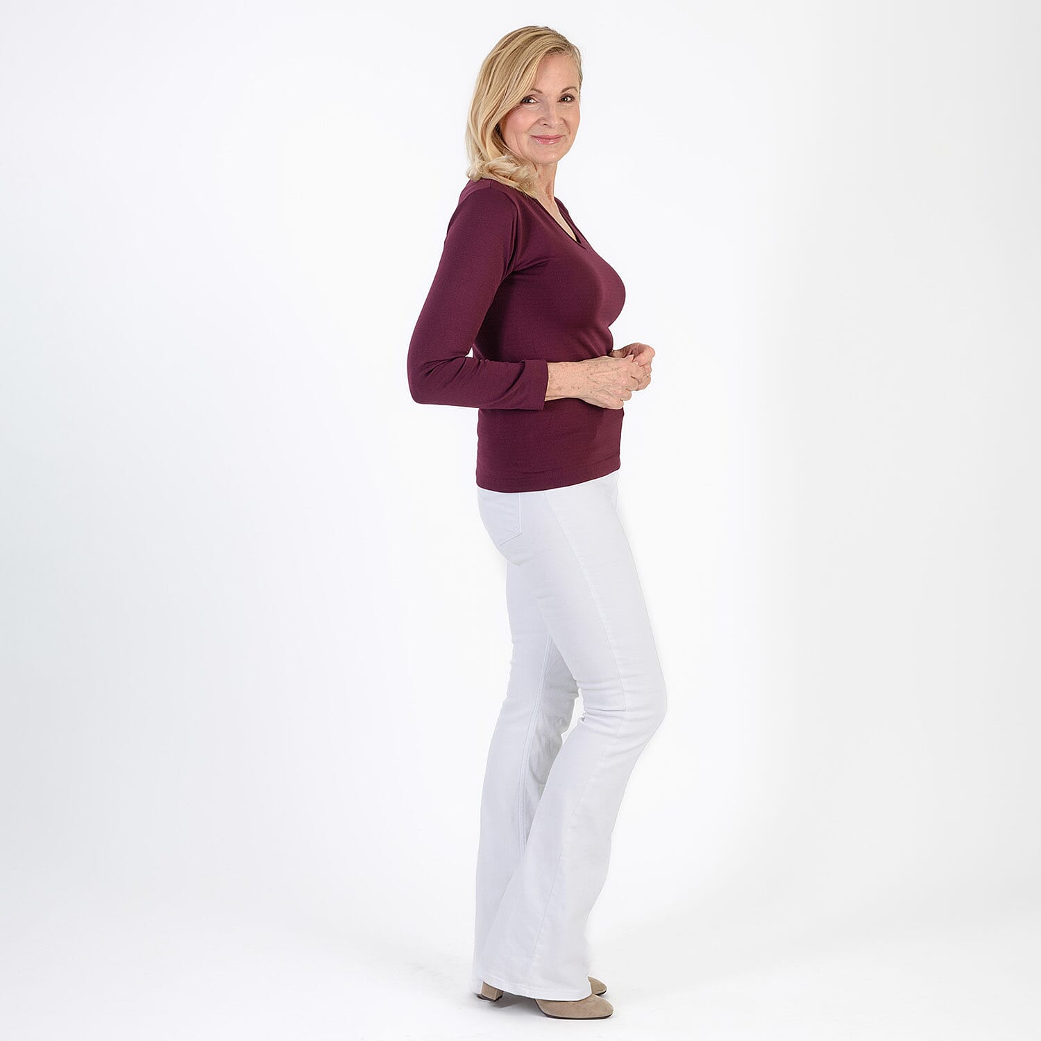 Pure & Natural V-Neck Fleece Lined Top