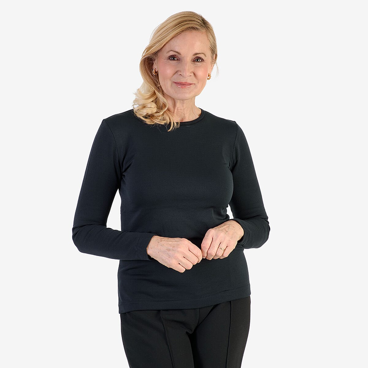 Pure & Natural Round Neck Fleece Lined Top 