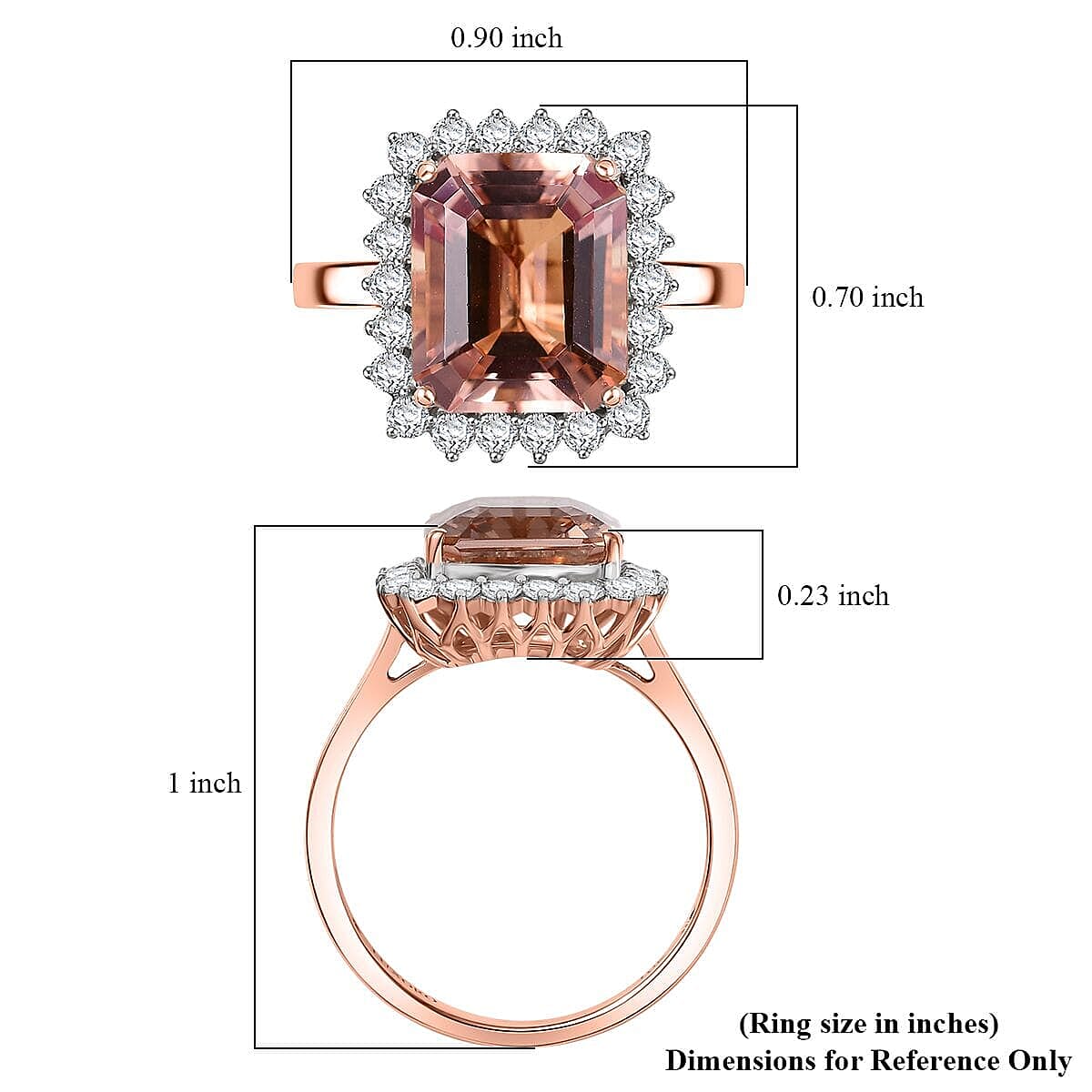 Luxoro 9K Rose Gold AGI Certified AAA Morganite & White Diamond (I2-GH) Ring 6.43 Ct, Gold Wt. 6.34 Gms.