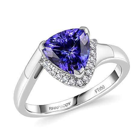 Rhapsody 950 Platinum AAAA Tanzanite White Diamond VS-EF Main Stone With Side Stone Ring, Platinum Wt.5 Gms  2.752  Ct.