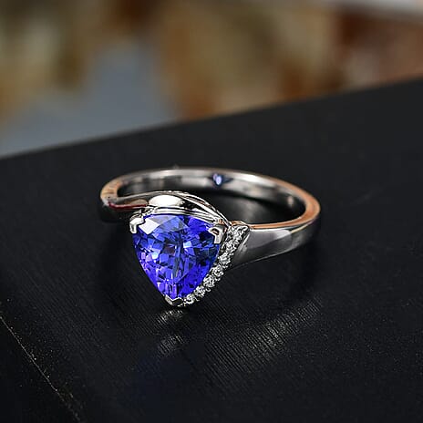 Rhapsody 950 Platinum AAAA Tanzanite White Diamond VS-EF Main Stone With Side Stone Ring, Platinum Wt.5 Gms  2.752  Ct.